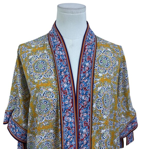 Max Edition Womens Yellow Multicolor Kimono Jacket Floral Lightweight Size S - Picture 4 of 8